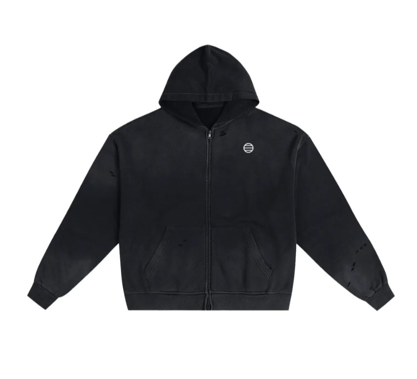 SLAVE TO THE GRAVE - CATHEDRAL X VICIOUS LIMBS - Hand-Frayed Sunfade Zip Hoodie - RATED E